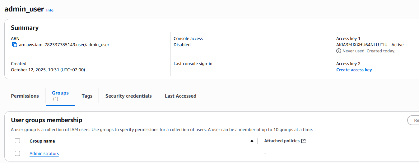 IAM user creation